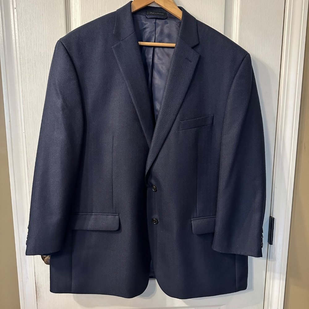 Lauren Ralph Lauren | Navy Blue Herringbone Blazer 50R Suit Jacket Sport Coat